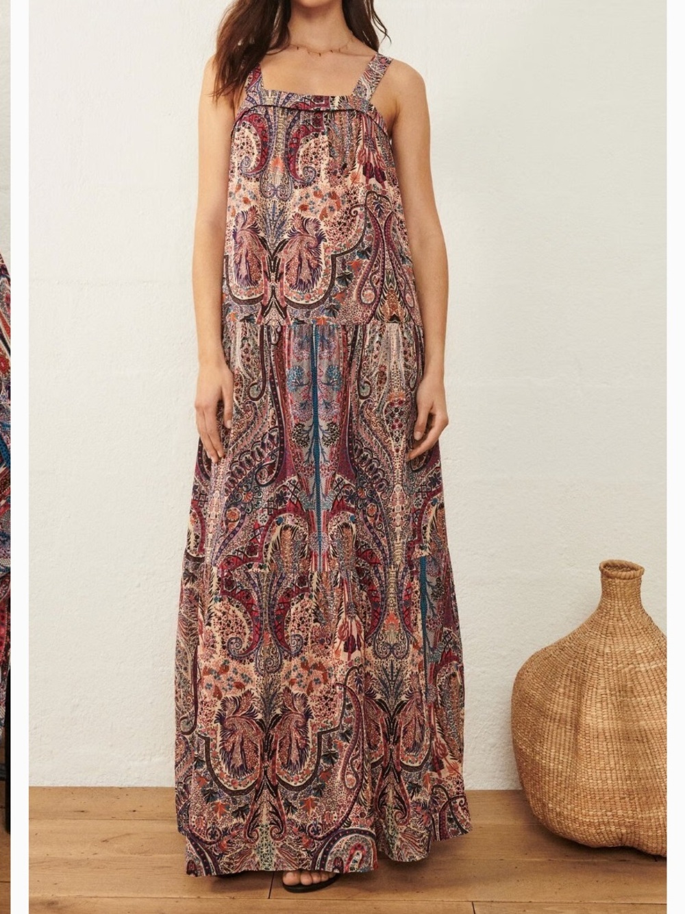 ba&sh Baraka Paisley Maxi Dress in Multicolor Rust & Blue
